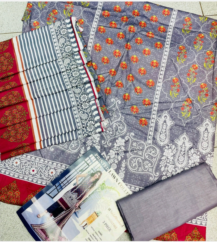 3 Piece Printed Lawn Suit with Dupatta&nbsp;