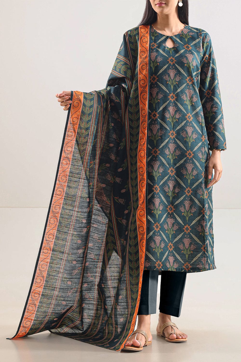 Unstitched Printed Lawn 3 Piece