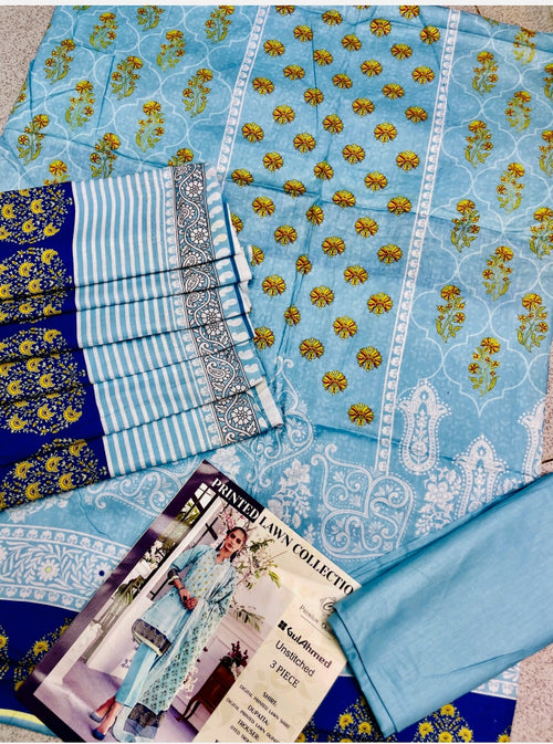 3 Piece Printed Lawn Suit with Dupatta