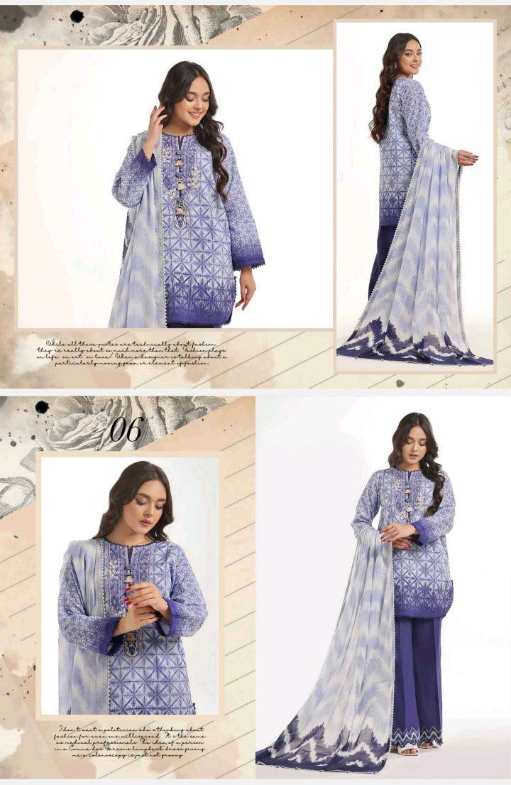 3 Piece Printed Lawn Suit with Dupatta
